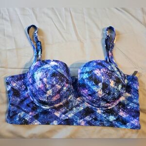 Torrid size 3 Galaxy Push Up Swim Top With Underwire & Padding